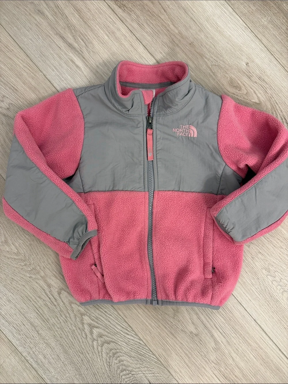 The North Face Toddler Pink Gray Fleece Zip Jacket Size 3T